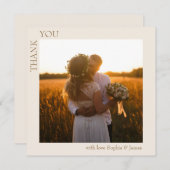 Moderne minimalistische bruiloft foto bedankkaart (Voorkant / Achterkant)