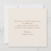 Moderne minimalistische bruiloft foto bedankkaart (Achterkant)