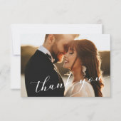 Moderne minimalistische bruiloft foto bedankkaart (Voorkant)