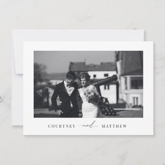 Moderne, minimalistische bruiloft Foto bedankt (Voorkant)