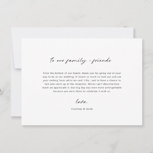 Moderne, minimalistische bruiloft Foto bedankt (Achterkant)