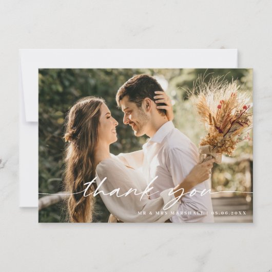 Moderne, minimalistische bruiloft Foto bedankt (Voorkant)