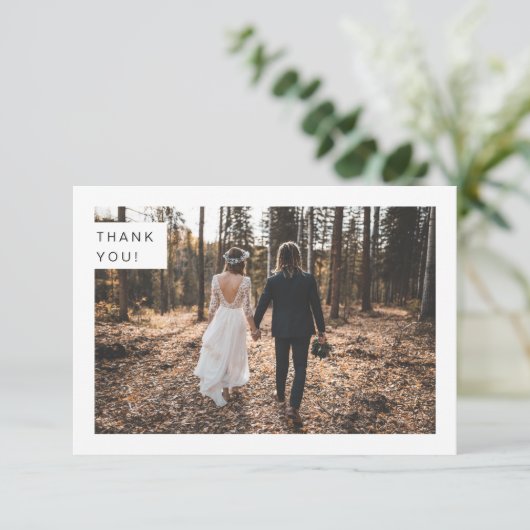 Moderne, minimalistische bruiloft Foto bedankt (Staand voorkant)
