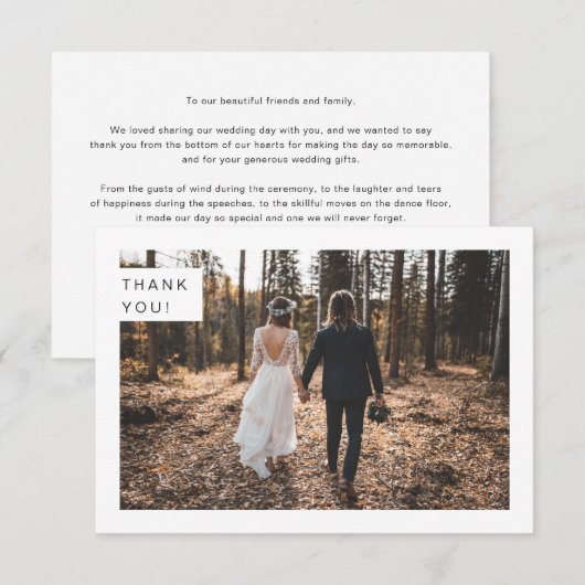 Moderne, minimalistische bruiloft Foto bedankt (Voorkant / Achterkant)