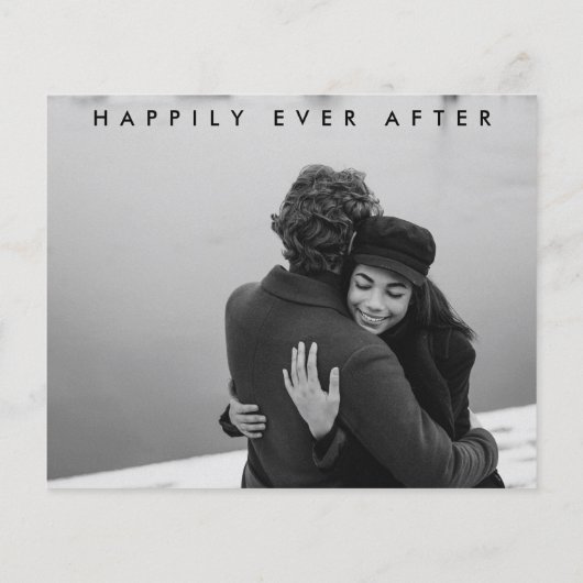 Moderne, minimalistische bruiloft foto bedankt (Achterkant)