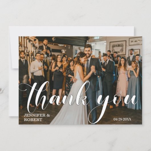 Moderne, minimalistische bruiloft Foto bedankt (Voorkant)