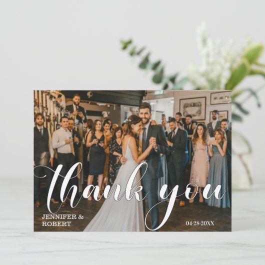 Moderne, minimalistische bruiloft Foto bedankt (Staand voorkant)