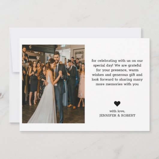 Moderne, minimalistische bruiloft Foto bedankt (Achterkant)