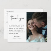 Moderne, minimalistische bruiloft foto bedankt briefkaart (Voorkant / Achterkant)