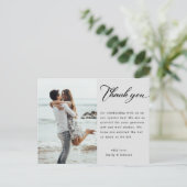 Moderne, minimalistische bruiloft foto bedankt briefkaart (Staand voorkant)