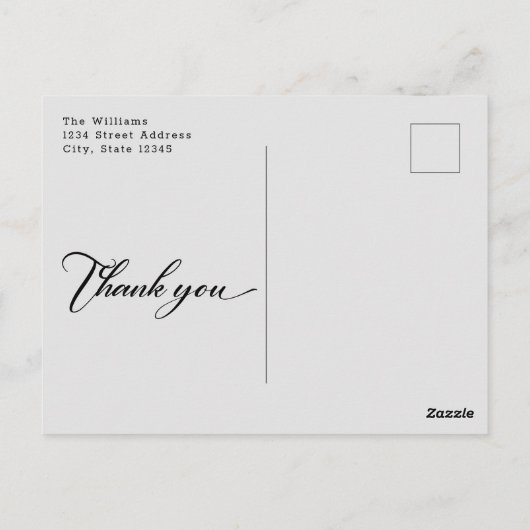 Moderne, minimalistische bruiloft foto bedankt briefkaart (Achterkant)