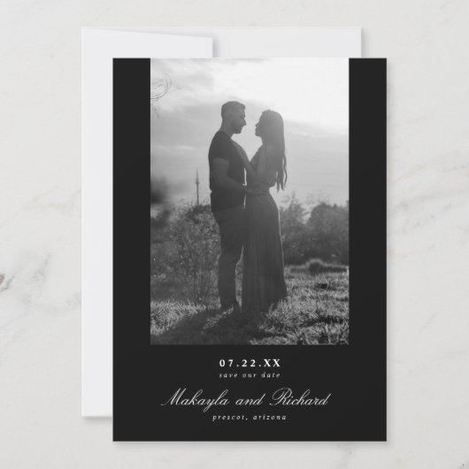Moderne, minimalistische bruiloft foto bespaart da save the date (Voorkant)