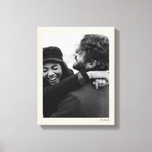 Moderne minimalistische bruiloft foto en datum leg canvas afdruk (Voorkant)