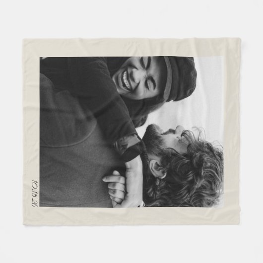 Moderne minimalistische bruiloft foto en datum leg fleece deken (Voorkant (Horizontaal))