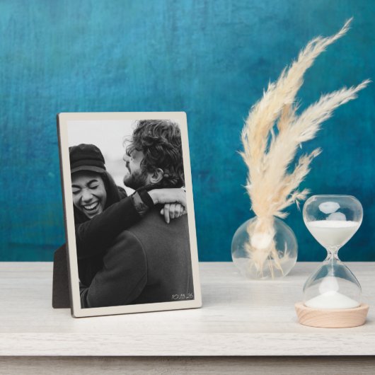 Moderne minimalistische bruiloft foto en datum leg fotoplaat (Zijkant)