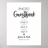 Moderne minimalistische bruiloft foto Gastenboek t Poster (Voorkant)