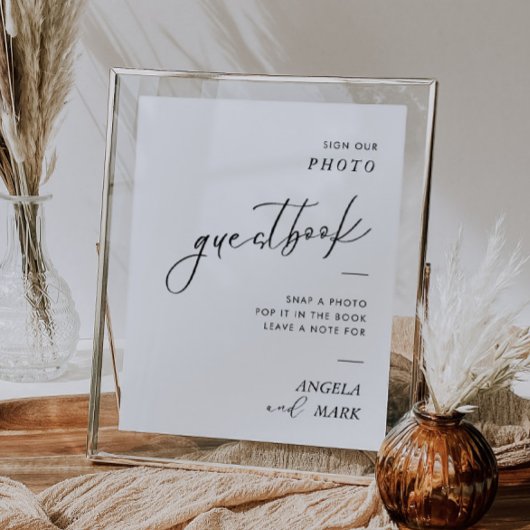 Moderne minimalistische bruiloft foto Gastenboek t Poster