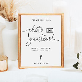 Moderne minimalistische bruiloft foto Gastenboek t Poster