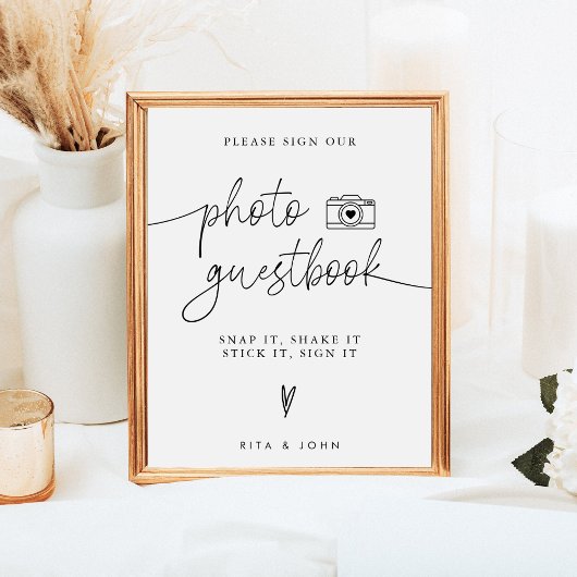 Moderne minimalistische bruiloft foto Gastenboek t Poster