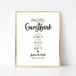 Moderne minimalistische bruiloft foto Gastenboek t Poster