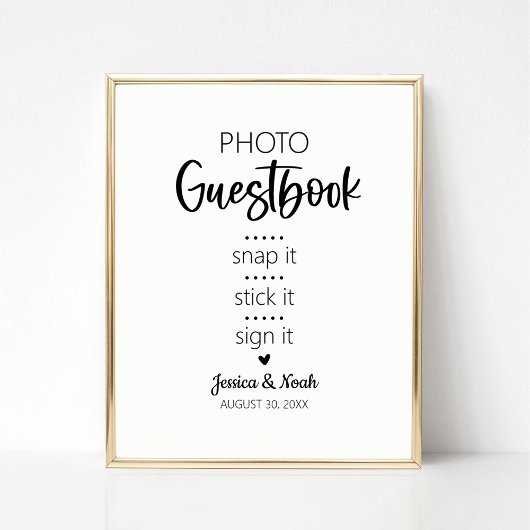 Moderne minimalistische bruiloft foto Gastenboek t Poster