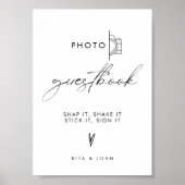 Moderne minimalistische bruiloft foto Gastenboek t Poster (Voorkant)