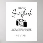 Moderne minimalistische bruiloft foto Gastenboek t Poster (Voorkant)