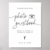Moderne minimalistische bruiloft foto Gastenboek t Poster (Voorkant)