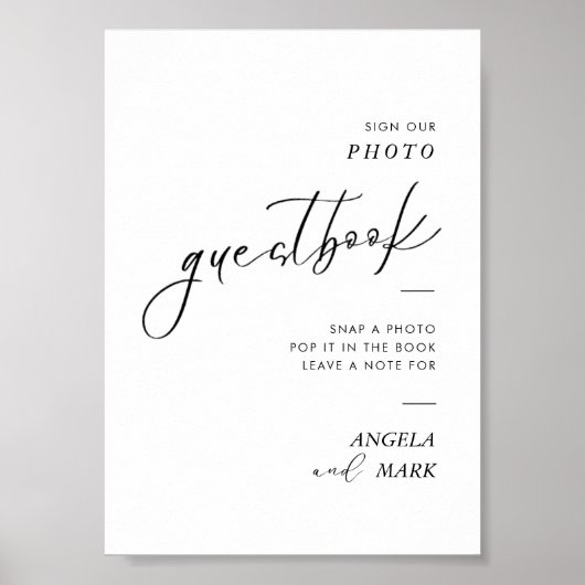 Moderne minimalistische bruiloft foto Gastenboek t Poster (Voorkant)