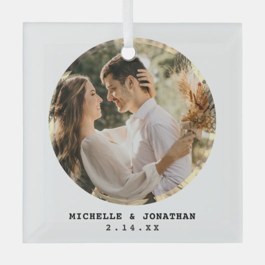 Moderne, minimalistische bruiloft foto glas ornament (Voorkant)
