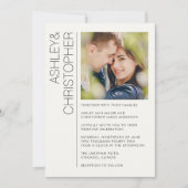 Moderne minimalistische bruiloft foto kaart (Voorkant)