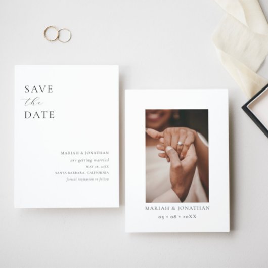 Moderne minimalistische bruiloft foto save the date