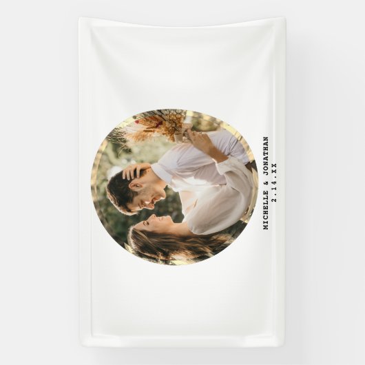 Moderne, minimalistische bruiloft foto spandoek (Verticaal)