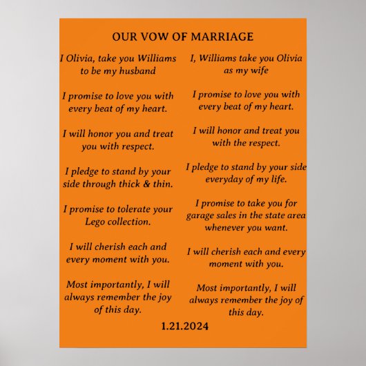 MODERNE MINIMALISTISCHE BRUILOFT GELOFTE BRUID & B POSTER (Voorkant)