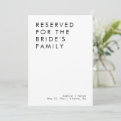 Moderne minimalistische bruiloft gereserveerd voor kaart (Staand voorkant)