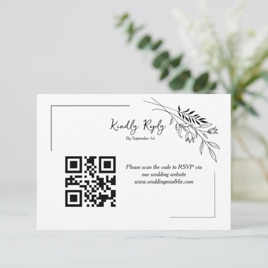 Moderne minimalistische bruiloft Graag RSVP Kaartje (Staand voorkant)