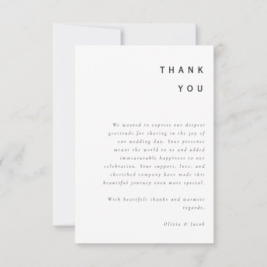 Moderne minimalistische bruiloft - Hartelijk dank Bedankkaart (Achterkant)