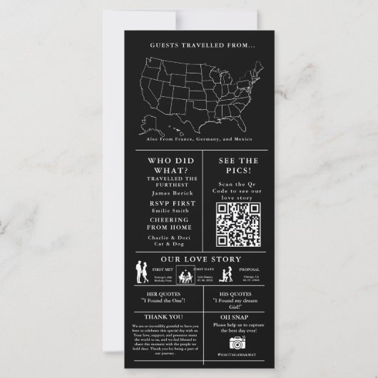 Moderne minimalistische bruiloft infographic progr (Achterkant)