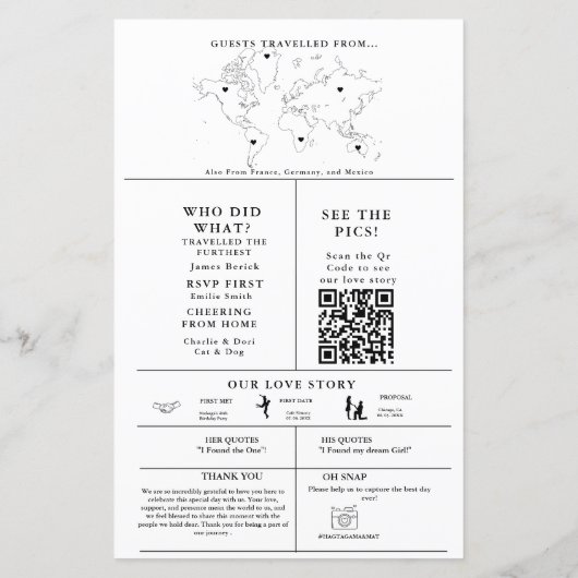 Moderne minimalistische bruiloft infographic progr (Achterkant)