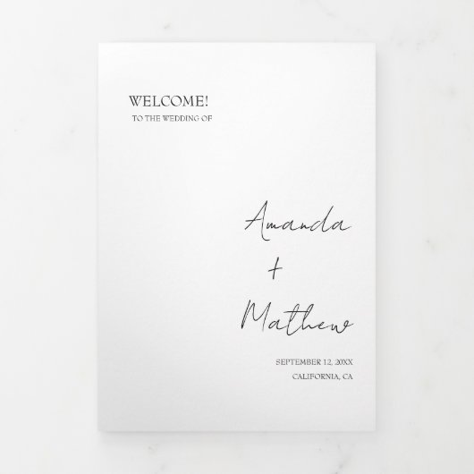 Moderne minimalistische bruiloft infographic progr drieluik uitnodiging (Cover)