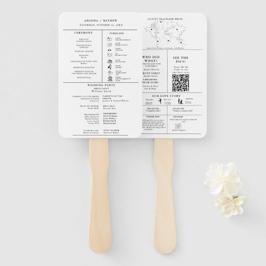 Moderne minimalistische bruiloft infographic progr handwaaier (Voorkant en achterkant)