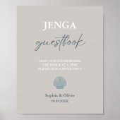 Moderne minimalistische bruiloft Jenga Gastenboek  Poster (Voorkant)