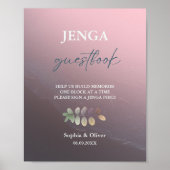 Moderne minimalistische bruiloft Jenga Gastenboek  Poster (Voorkant)