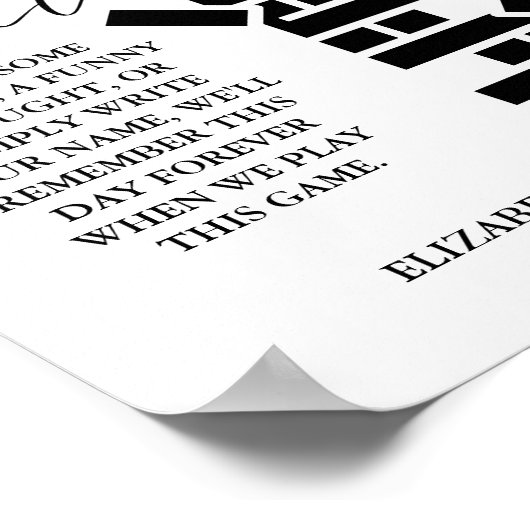 Moderne minimalistische bruiloft Jenga Gastenboek  Poster (Hoek)