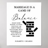 Moderne minimalistische bruiloft Jenga Gastenboek  Poster (Voorkant)