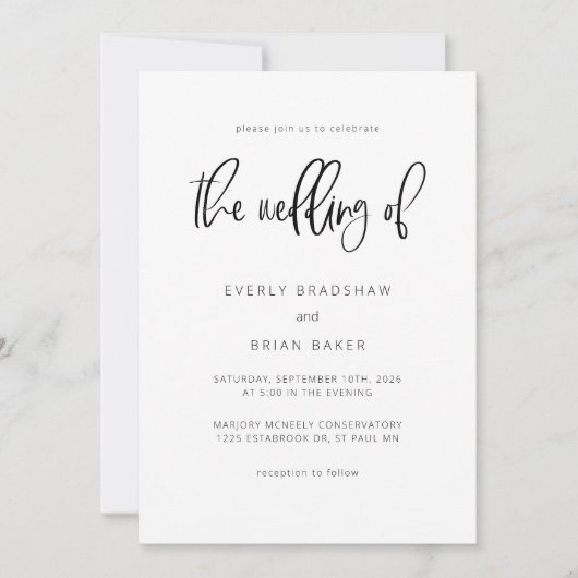 Moderne minimalistische bruiloft kaart (Voorkant)