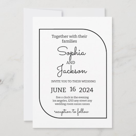 Moderne Minimalistische Bruiloft Kaart (Voorkant)
