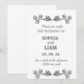 Moderne minimalistische bruiloft kaart (Voorkant / Achterkant)