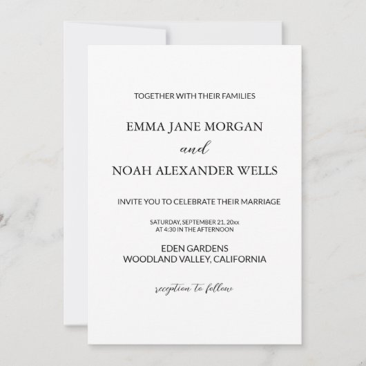 Moderne minimalistische bruiloft kaart (Voorkant)