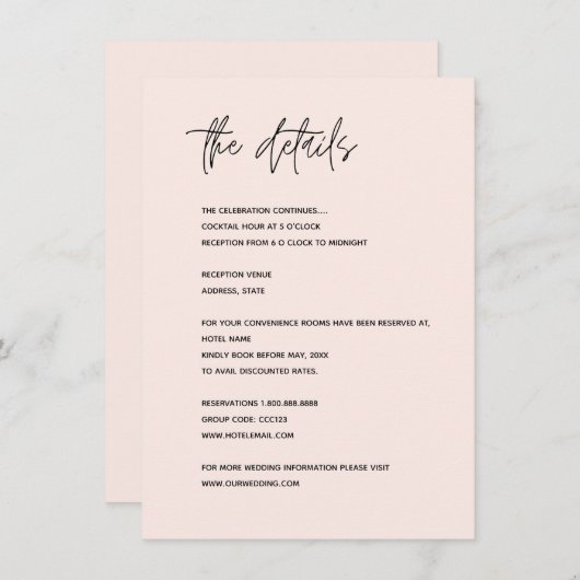 Moderne minimalistische bruiloft Kaart (Voorkant / Achterkant)